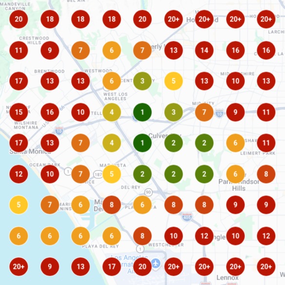 Google Maps local ranking heatmap